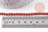 Perle ronde jaspe rouge naturel facetté 4mm, x1 fil de 37cm (G1173)