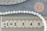 Perle ronde nacre coquillage blanc 3mm,perle en coquillage pour fabrication bijoux nacre, le fil de 40cm, x1 (G5581)