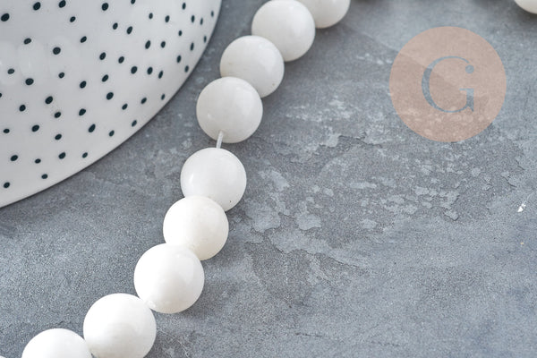 Perle ronde quartz neige 12mm, x5 (G10572)