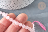 Perle ronde quartz rose facetté 6mm, création bijoux pierre, fil de 38cm, x1 (G7287)