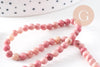 Perle ronde rhodonite rose naturelle 4mm,perle pierre naturelle, fil de 35cm, x1 (G0557)