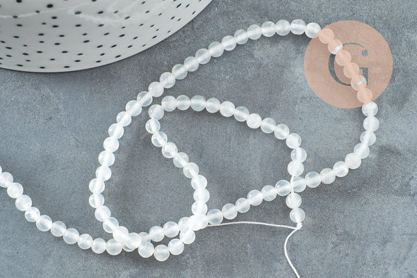 Perle ronde selenite 4mm,selenite naturel,pierre blanche naturelle,4mm,le fil de 41cm, x1 G4381