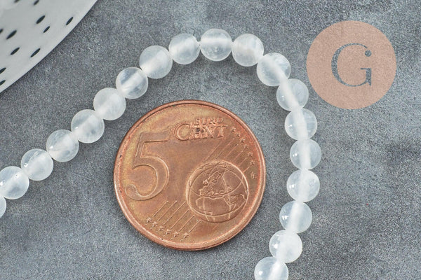 Perle ronde selenite 4mm,selenite naturel,pierre blanche naturelle,4mm,le fil de 41cm, x1 G4381