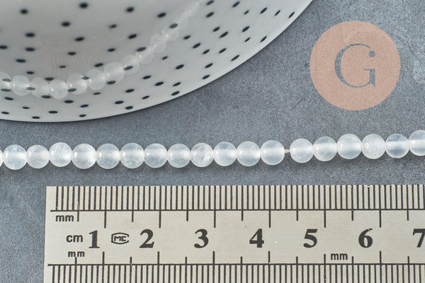 Perle ronde selenite 4mm,selenite naturel,pierre blanche naturelle,4mm,le fil de 41cm, x1 G4381