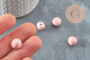 Perle ronde striée porcelaine rose 11mm, x10 (G9528)