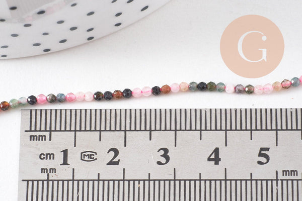Perle ronde tourmaline naturelle 2mm,x1 fil de 38cm (G3106)