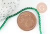Perle ronde verre facettée transparente vert foncé 2mm, fourniture création de bijoux DIY, fil de 37cm, x1 (G7393)
