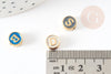 Perle ronde zamac doré initiale émail multicolore 8mm, x1 (G4296)