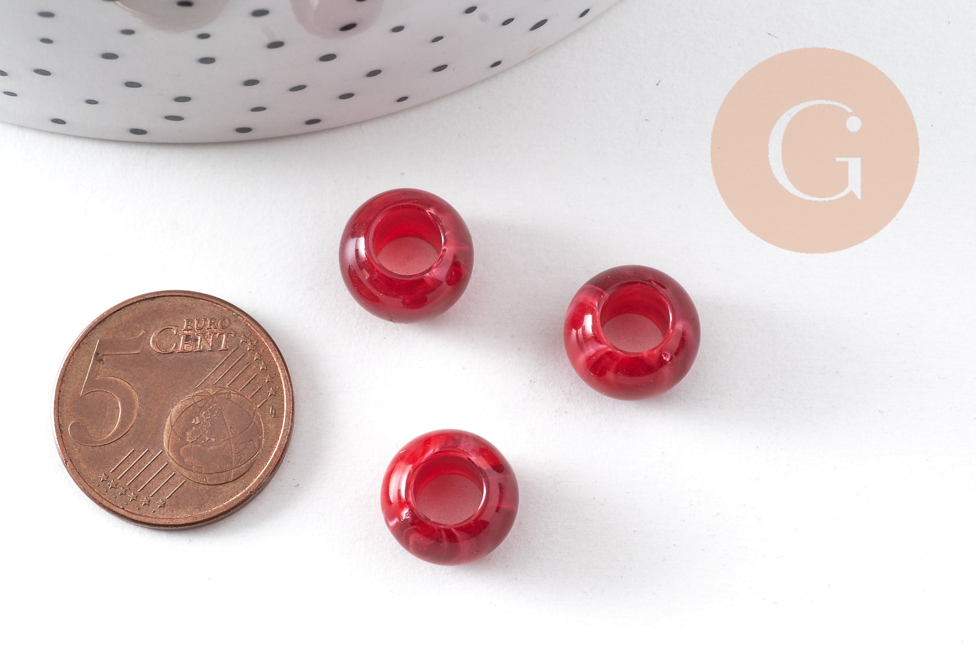 Perle rondelle acrylique rouge imitation pierre 11.5mm, x50 (G10887)