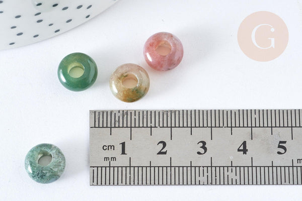 Perle rondelle agate indienne création bijoux 10mm, création bijoux pierre naturelle, x 2 (G7561)