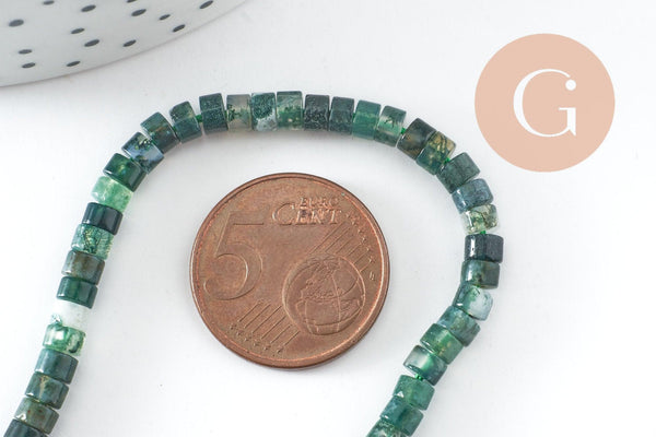 Perle rondelle agate mousse, perle agate ,agate mousse naturelle, perle pierre, 4mm, fil de 160 perles, x1 (G3017)