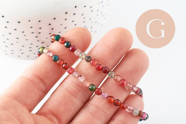 Perle rondelle agate multicolore,perle agate naturelle ,pierre naturelle,perle facette,4mm,fil de 37cm, x1 (G6849)