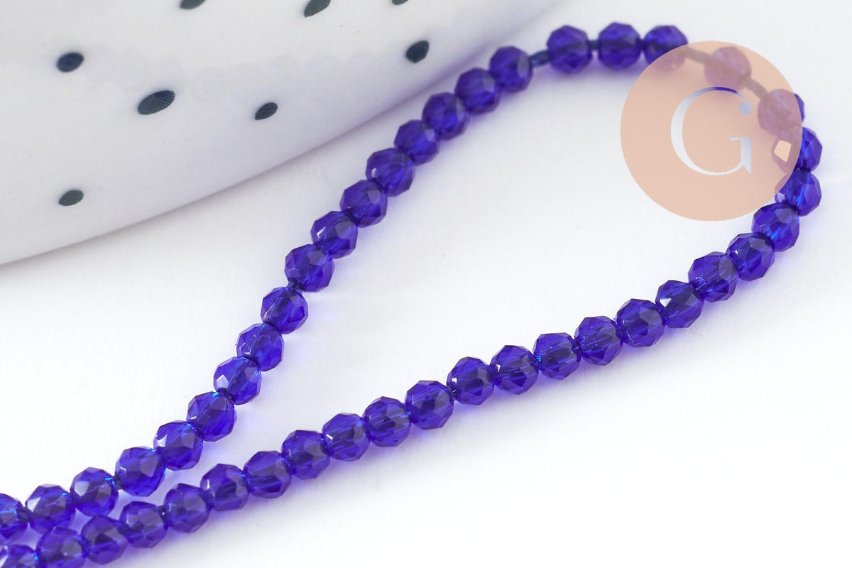 Perle rondelle cristal facetté bleu roi 2mm, x1 fil de 37cm (G7241)