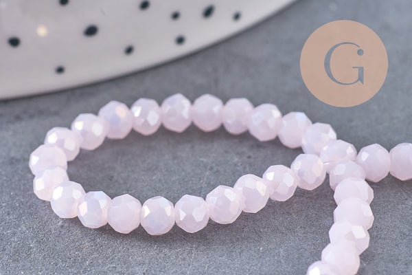 Perle rondelle cristal rose irisé facette 4x3mm, fil de 41cm, x1 (G3523)