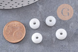 Perle rondelle donut verre opaque blanc, perles rondelles verre pour vos créations de bijoux et bracelet,3-5x9mm, x 20 (G4847)