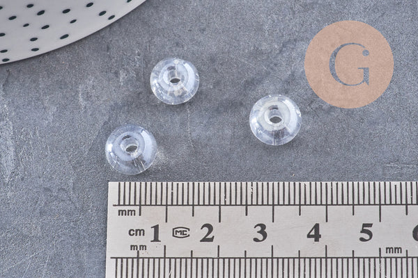 Perle rondelle donut verre transparent, perles rondelles verre pour vos créations de bijoux et bracelet,3-5x9mm, x 20 (G4389)