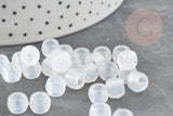Perle rondelle en plastique blanc 8mm, perle qui change couleur aux UV, x50 G9372
