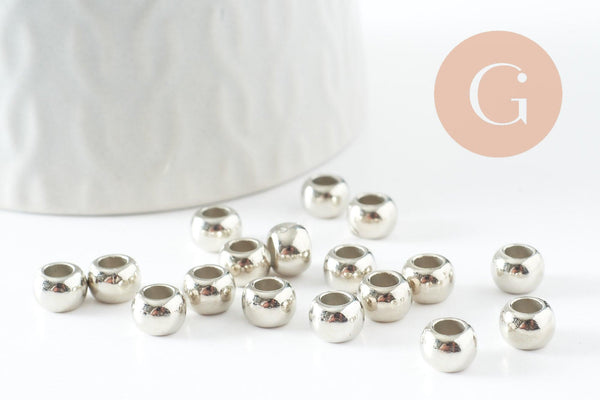 Perle rondelle en plastique platine 5x7mm, x 6 grammes (G10028)