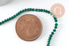 Perle rondelle en verre transparente facettée vert foncé 2mm perles facettées,bijoux fantaisie, fil de 29cm, x1 (G6947)