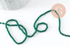 Perle rondelle en verre transparente facettée vert foncé 2mm perles facettées,bijoux fantaisie, fil de 29cm, x1 (G6947)