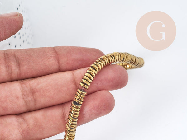 Perle rondelle heishi Ondulée hématite de synthèse dorée 6mm, pierre, fil de 40cm, x1 (G8977)