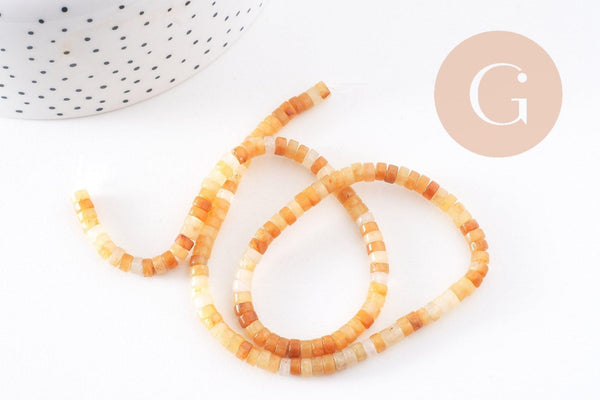 Perle rondelle heishi jade jaune topaze, jade naturel, perle pierre, 4.5mm, fil de 160 perles, x1 (G3048)