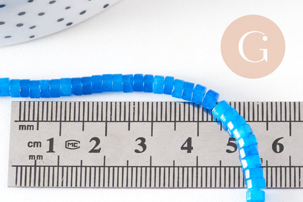 Perle rondelle heishi jade naturel bleu 4x2mm, fil de 38cm x1 (G10755)