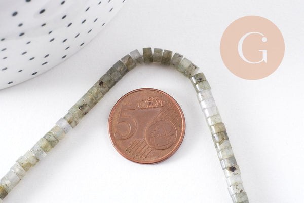 Perle rondelle heishi labradorite naturelle 4.5mm, pierre, fil de 38cm, x1 (G2700)