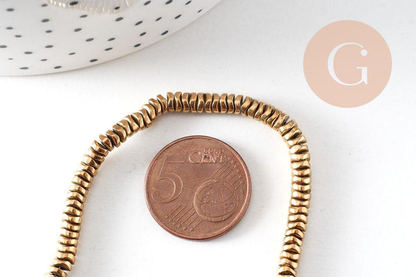 Perle rondelle hématite dorée 18K forme vague 4mm, fil de 40.5cm x1 (G5657)