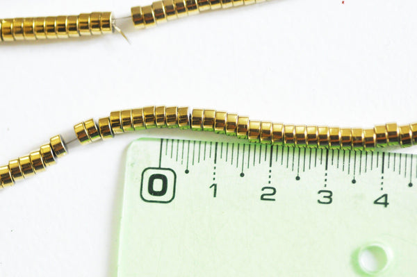 Perle rondelle hématite dorée, perle hématite non magnétique pour pierre, 4mm, fil de 180 perles x1 (G3859)