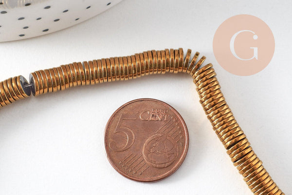 Perle rondelle hématite heshi, perle rondelle hématite, 6mm, fil de 380 perles x1 (G3681)