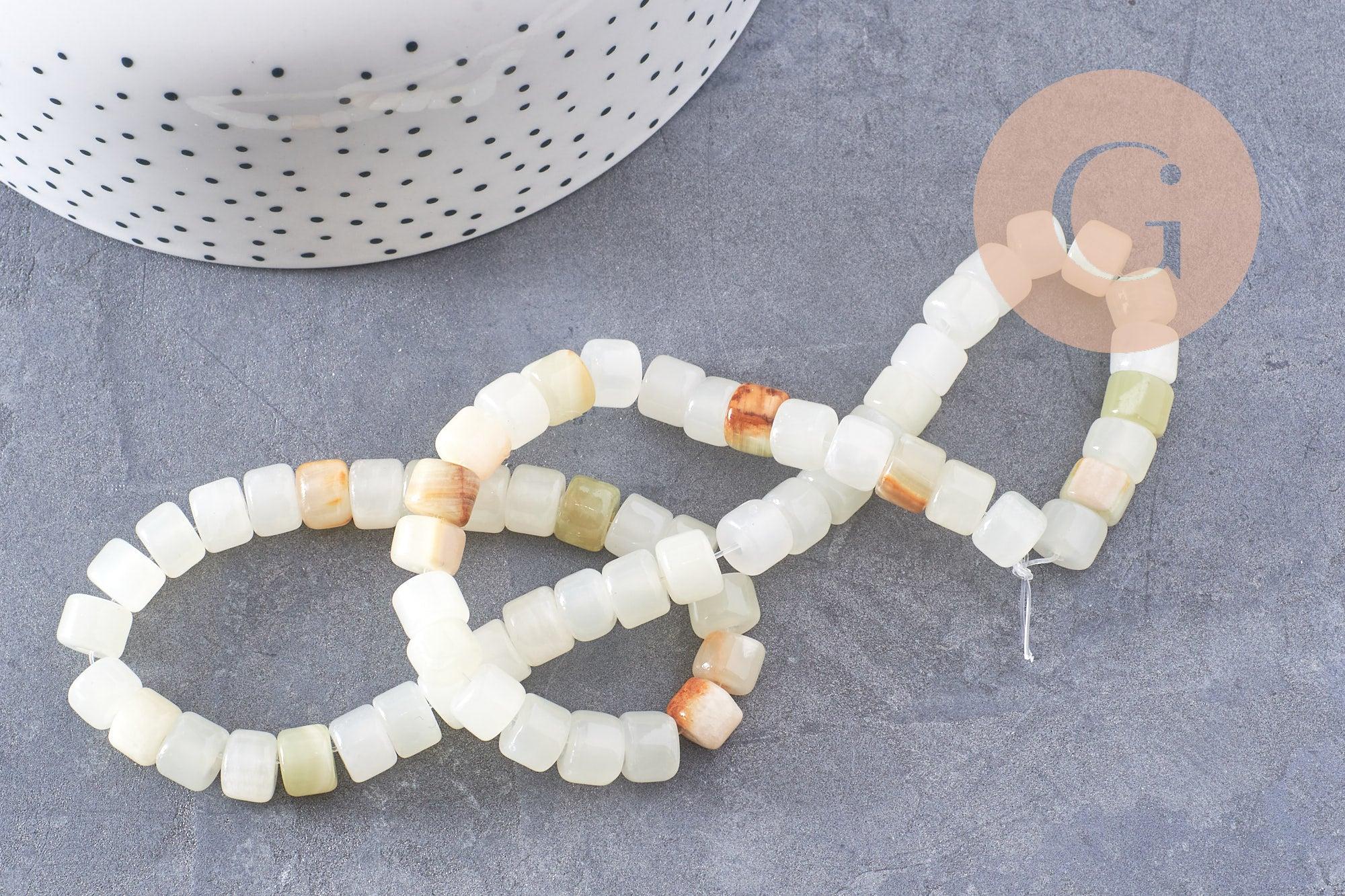 Perle rondelle turquoise naturelle 8mm, perle pierre naturelle pour création bijoux, fil de 40 cm, x1 (G5183)