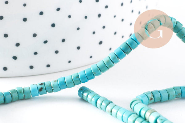 Perle rondelle howlite turquoise naturelle 4mm, x1 fil de 150 perles (G103x1