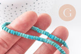 Perle rondelle howlite turquoise naturelle 4mm, x1 fil de 150 perles (G103x1