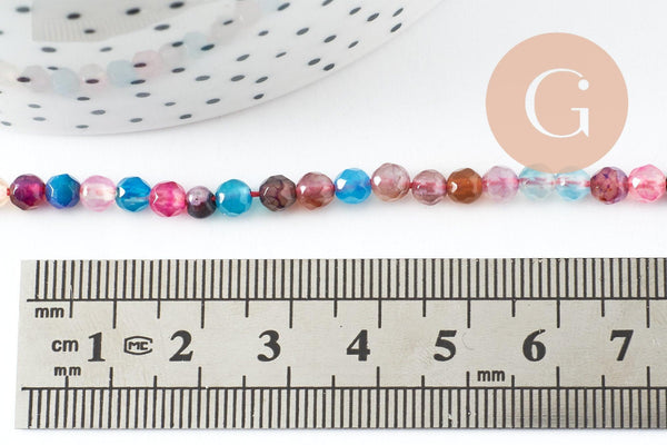 Perle rondelle jade multicolore,perle jade,pierre naturelle,jade naturel,perle facette,jade,4mm,fil de 38cm, x1 (G1989)