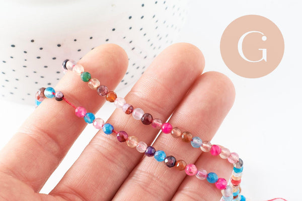 Perle rondelle jade multicolore,perle jade,pierre naturelle,jade naturel,perle facette,jade,4mm,fil de 38cm, x1 (G1989)