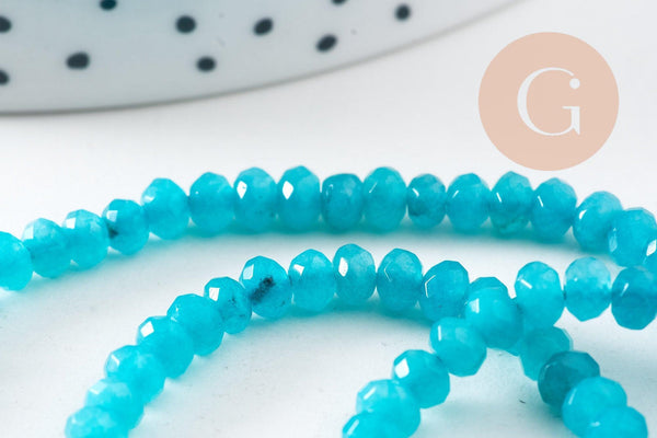 Perle rondelle jade naturel facettes 2x4mm, x1 fil de 34.5cm (G10918)