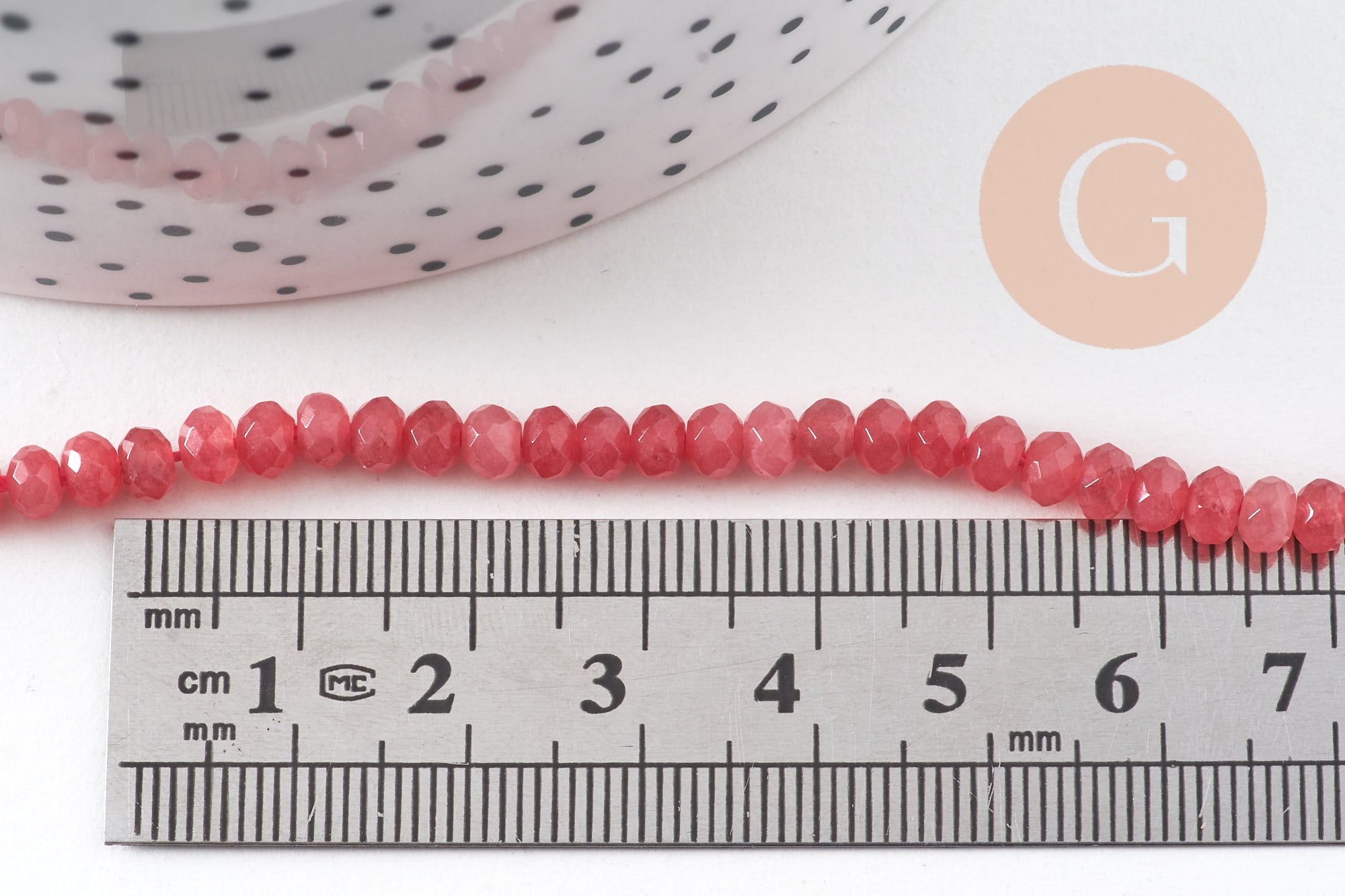 Perle rondelle jade naturel facettes 2x4mm, x1 fil de 34.5cm (G10918)