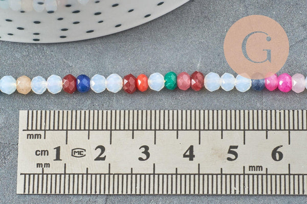 Perle rondelle jade naturel multicolore 5x3mm, x1 fil de 37cm (G1542)