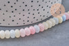 Perle rondelle jade naturel multicolore pastel 8x5mm, x1 fil de 38.5cm (G10599)