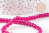 Perle rondelle jade naturel rose fuchsia facettes 6x4mm, x1 fil de 32cm (G4706)