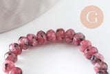 Perle rondelle jade naturel rose marbré 5x3mm, x1 fil de 36cm (G4660)
