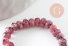 Perle rondelle jade naturel rose marbré 5x3mm, x1 fil de 36cm (G4660)