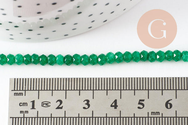 Perle rondelle jade vert,perle jade,pierre naturelle,jade naturel,4x3mm,fil de 35 cm (G4638)