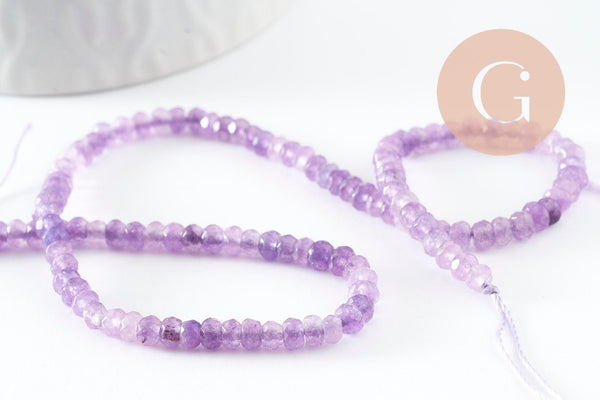 Perle rondelle jade violet, naturelle,jade, pierre,perle facette,jade,5x3mm,fil de 35 cm, x1 (G1704)