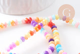 Perle rondelle nacre naturelle multicolore 5x3mm, x1 fil de 38cm (G10369)