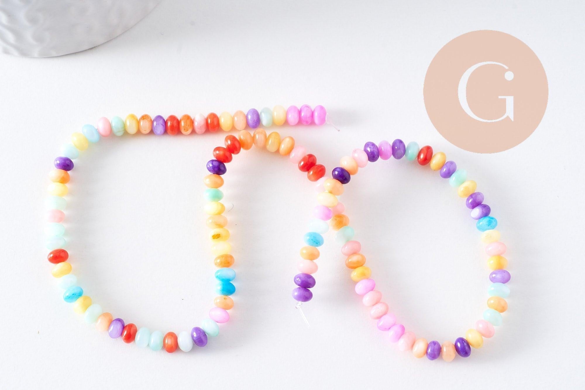 Perle rondelle nacre naturelle multicolore 5x3mm, x1 fil de 38cm (G10369)
