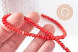Perle rondelle nacre naturelle rouge 5x3mm, x1 fil de 38cm (G10278)