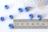 Perle rondelle porcelaine bleu roi fait main 10~11mm, création bijoux céramique, x10 (G7884)