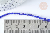 Perle rondelle verre facettée bleu roi 2~2,5mm, x1 fil de 37cm (G7339)